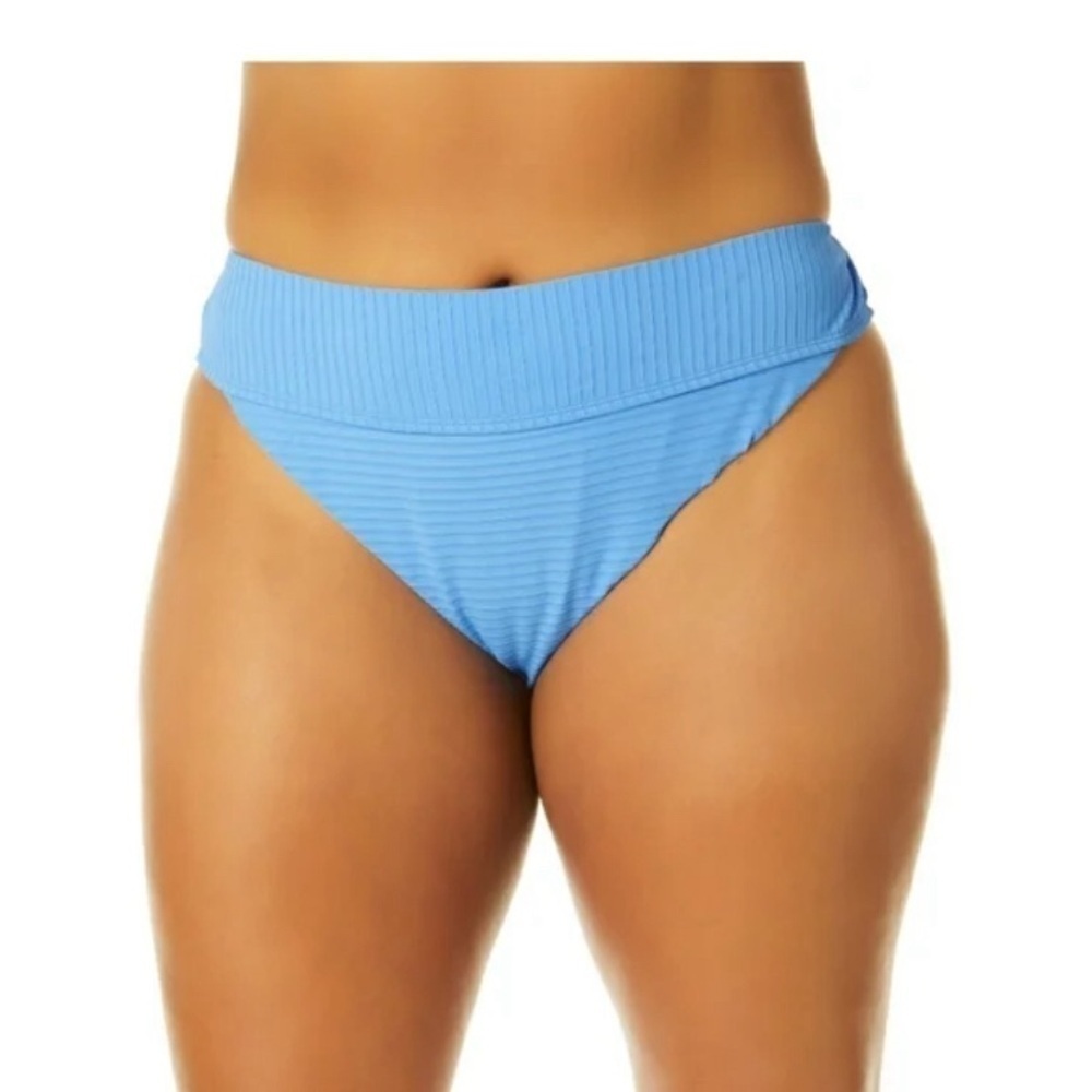 Time and Tru Women's Plus Smocked Bikini Swim Bottom Light Blue Sz 3X (24w-26w )